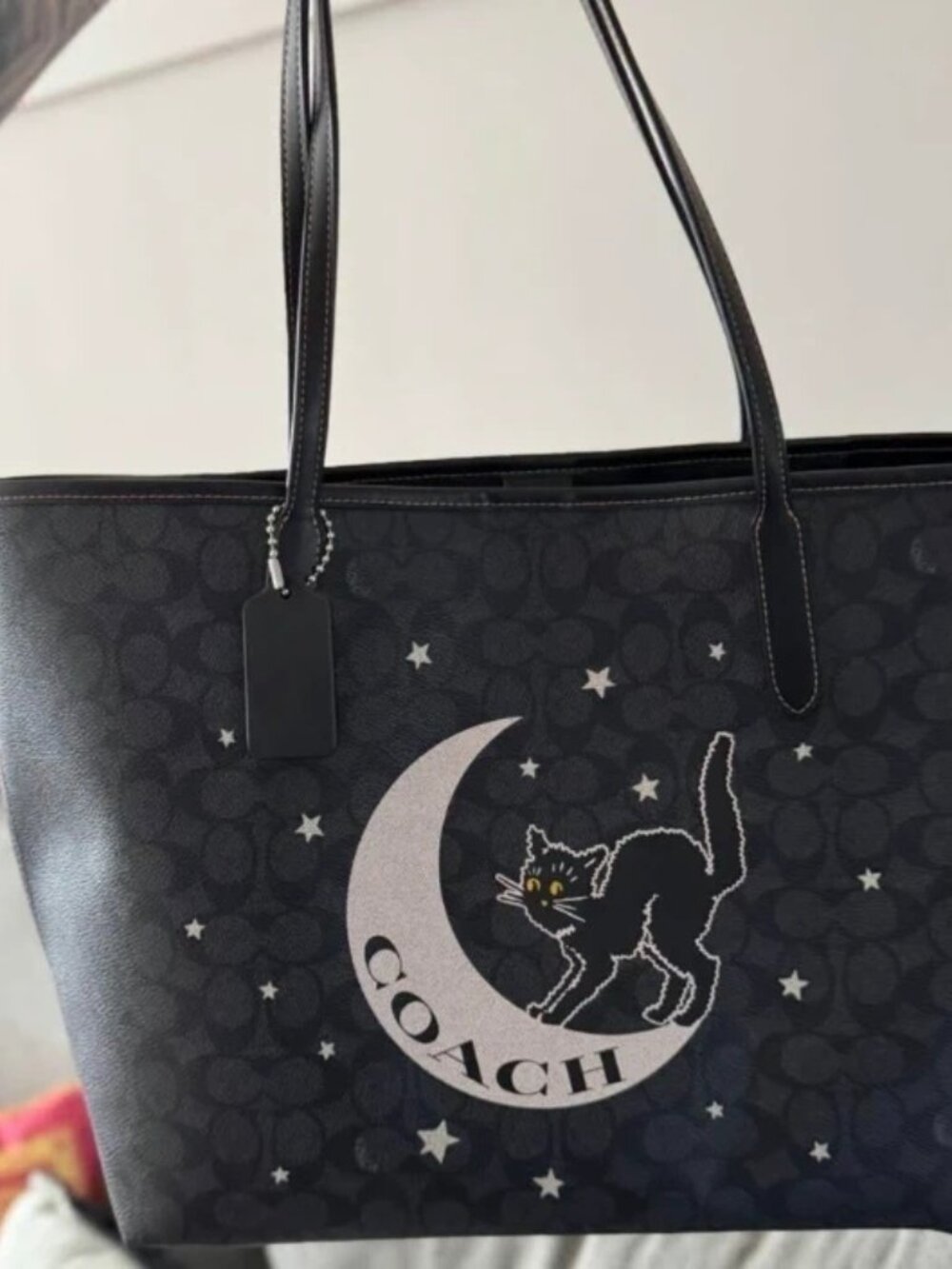 COACH Limited Edition Black Cat Moon Signature Canvas City Tote